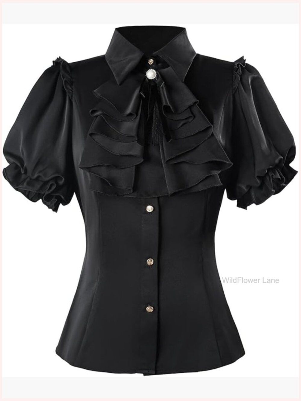 Victorian Edwardian Ruffle Blouse - Steampunk Button Down Top